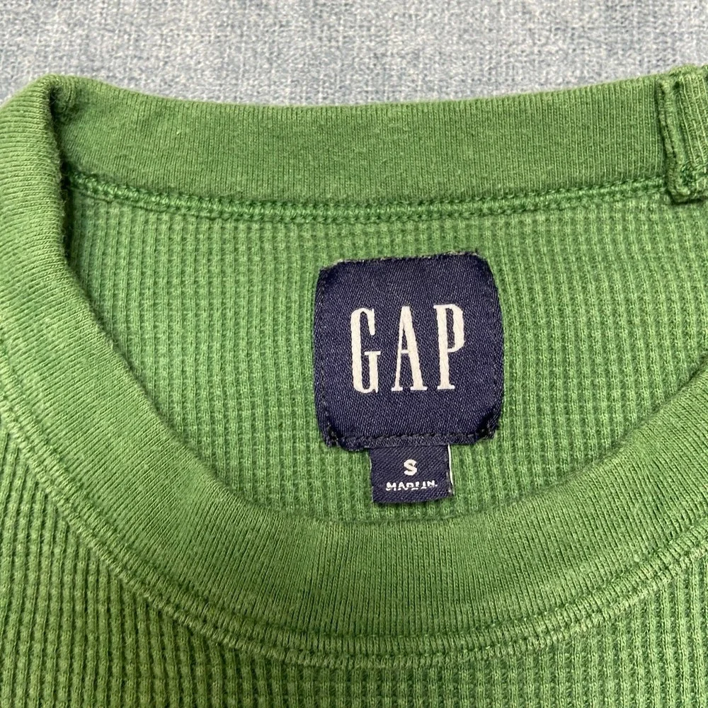 Gap Heavyweight Thermal T Shirt Boys Small Green Long Sleeve Crew Neck Casual